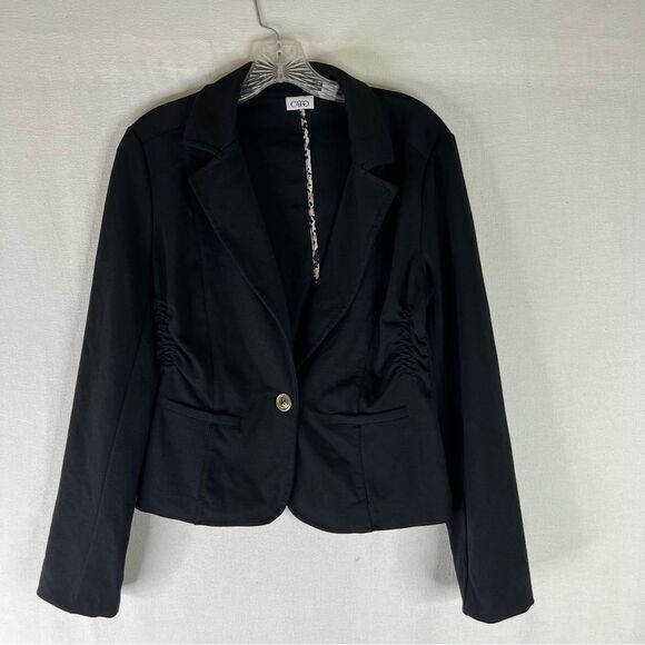 Cato Blazer Women’s Black Notched Lapel One Button Business Casual Jacket Small - Picture 2 of 10